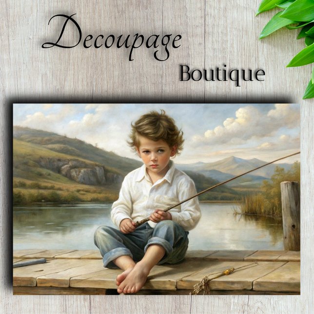 Lakeside Reverie Young Angler's Tale Decoupage Tissue Paper (Lakeside Reverie Young Angler's Dale Decoupage Tissue Paper By Decoupage Boutique)