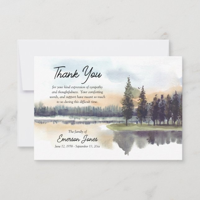 Lakeside Sympathy Flat Thank You Card (Front)