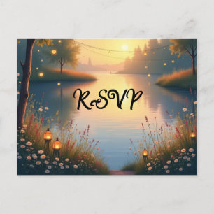 Lakeside Twilight Whispers by the Water Invitation Postcard