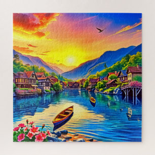 Lakeside village jigsaw puzzle