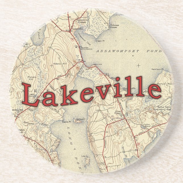 Lakeville Massachusetts Old Map Coaster (Front)