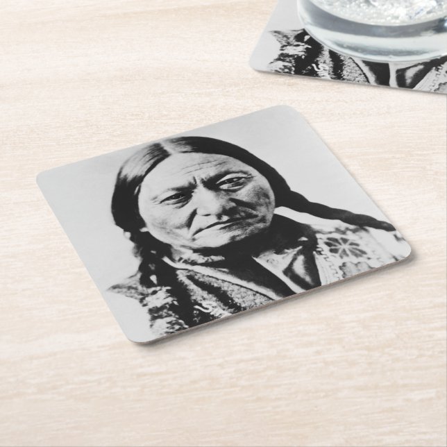 Lakota Chief Surrender: Sitting Bull Fort Buford Square Paper Coaster (Angled)