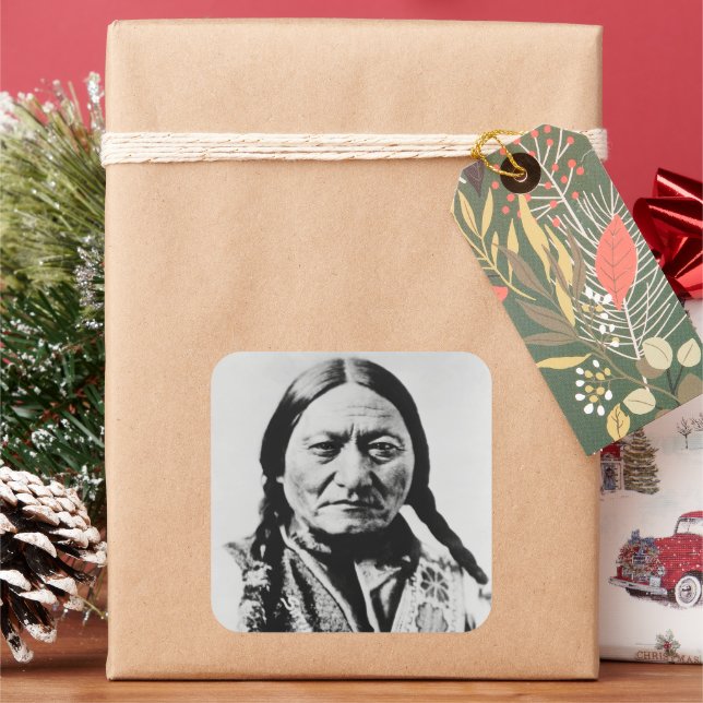 Lakota Chief Surrender: Sitting Bull Fort Buford Square Sticker (Holiday)
