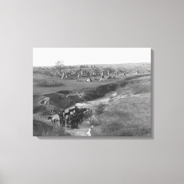 Lakota Indian Camp at the White Clay Canvas Print (Front)