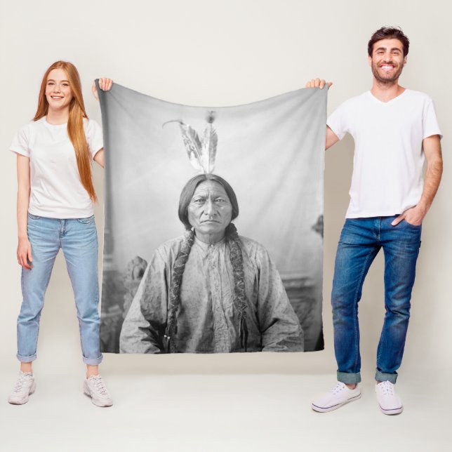 Lakota Leader Sitting Bull Native American Indian  Fleece Blanket (In Situ)