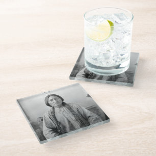 Lakota Leader Sitting Bull Native American Indian Glass Coaster