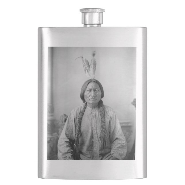 Lakota Leader Sitting Bull Native American Indian  Hip Flask (Front)