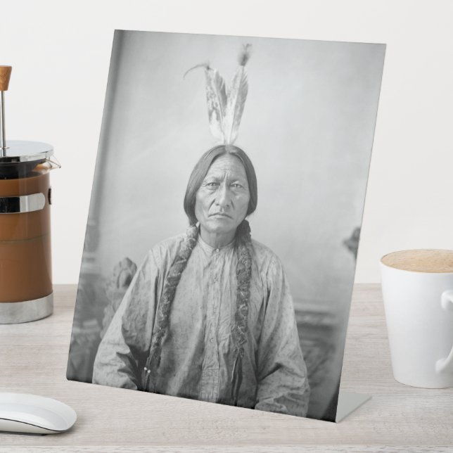 Lakota Leader Sitting Bull Native American Indian  Pedestal Sign (In SItu)