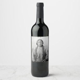 Lakota Leader Sitting Bull Native American Indian  Wine Label