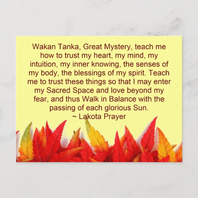 lakota prayer postcard (Front)