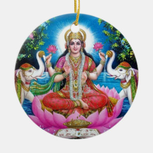 Lakshmi Goddess of Love, Prosperity, and Wealth Ceramic Tree Decoration