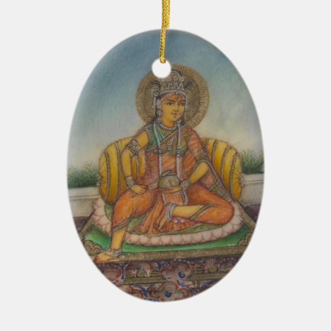 Lakshmi Goddess of Wealth Fortune and Prosperity Ceramic Tree Decoration (Front)