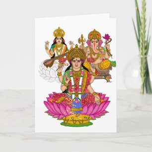 Lakshmi Saraswati Ganesha Poster Card
