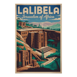 Lalibela Ethiopia Retro Travel Poster Art