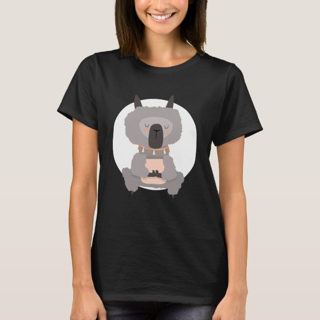 Lama Alpaca Yoga Pose Yogi Namaste T-Shirt (Front)