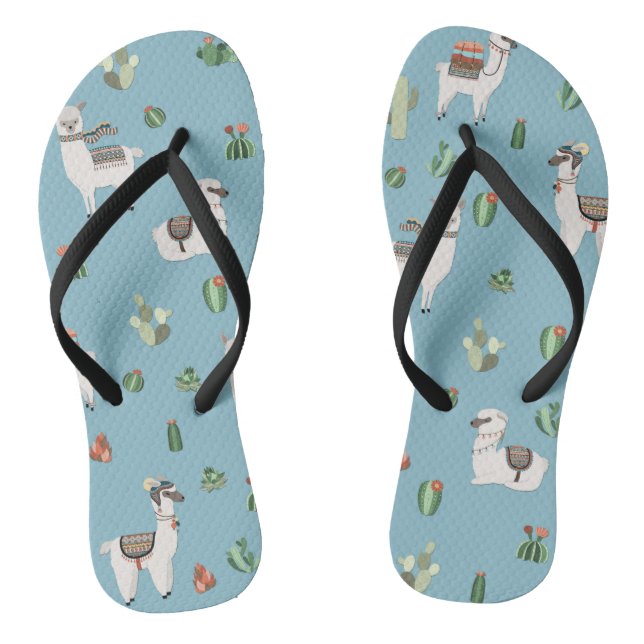 Lama and cactus pattern jandals (Footbed)