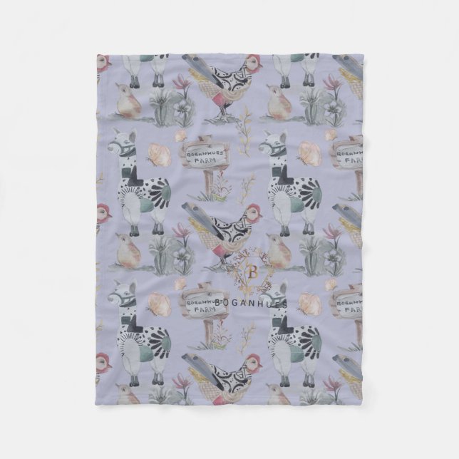 Lama Chicken Boganhues Farm Baby Fleece Blanket (Front)