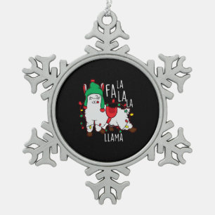 Lama Fa La La Christmas Snowflake Pewter Christmas Ornament