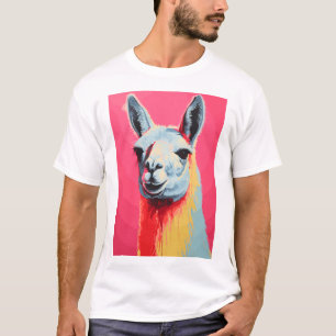 Lama face colors, hand drawn silk screen T-Shirt