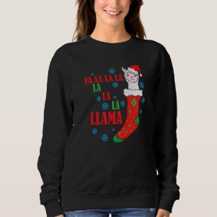 Lama in Christmas Sock Santa Claus Sweatshirt