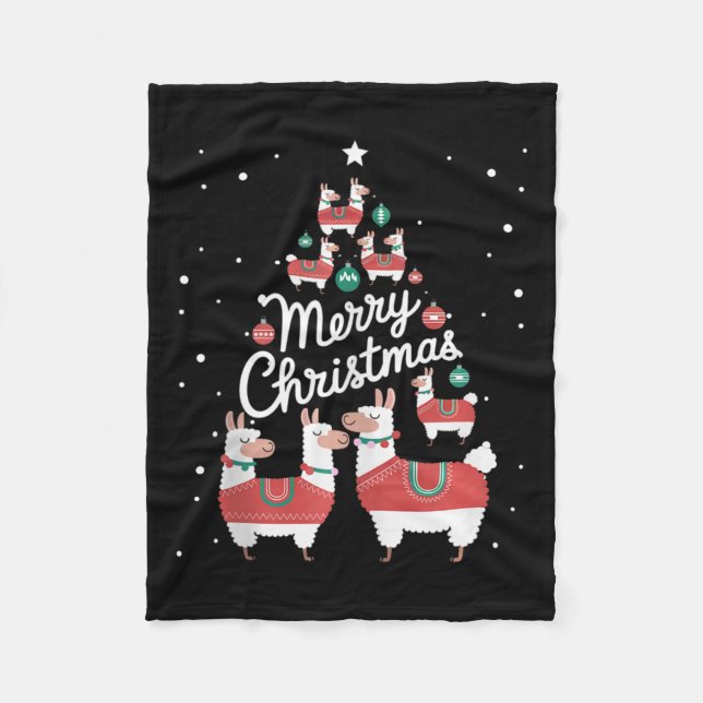 Lama Xmas Tree Llamas Christmas Tree  Fleece Blanket (Front)