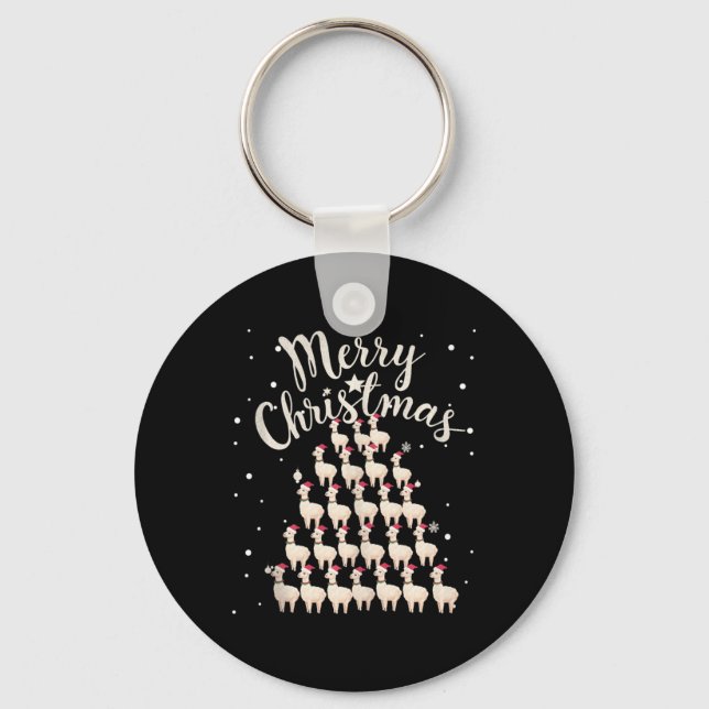 Lama Xmas Tree Llamas Christmas Tree Tank Top1  Key Ring (Front)
