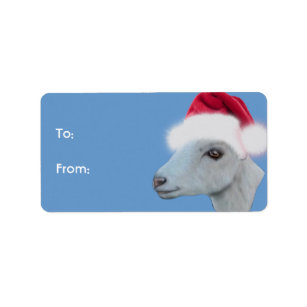 LaMancha Goat  Santa Goat Christmas Gift Tag