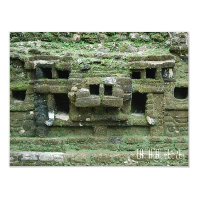 Lamani Mayan Ruins Jaguar Mask Belise Travel Photo Print (Front)