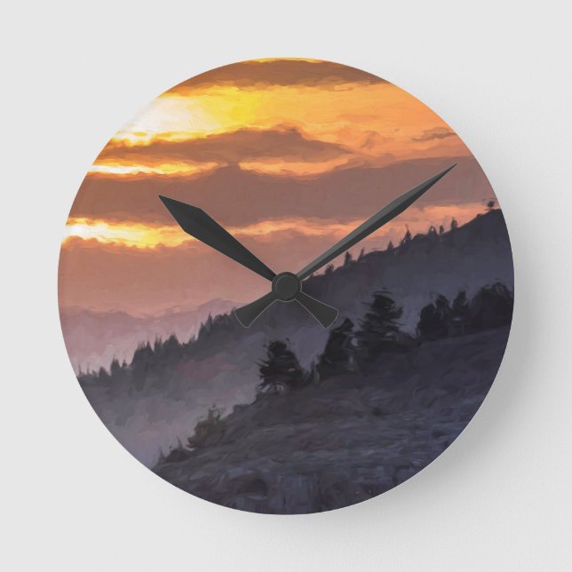 Lamar Valley Sunset Round Clock (Front)