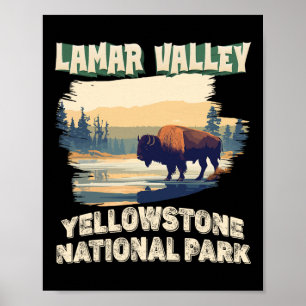 Lamar Valley Yellowstone National Park Bison Hikin Poster