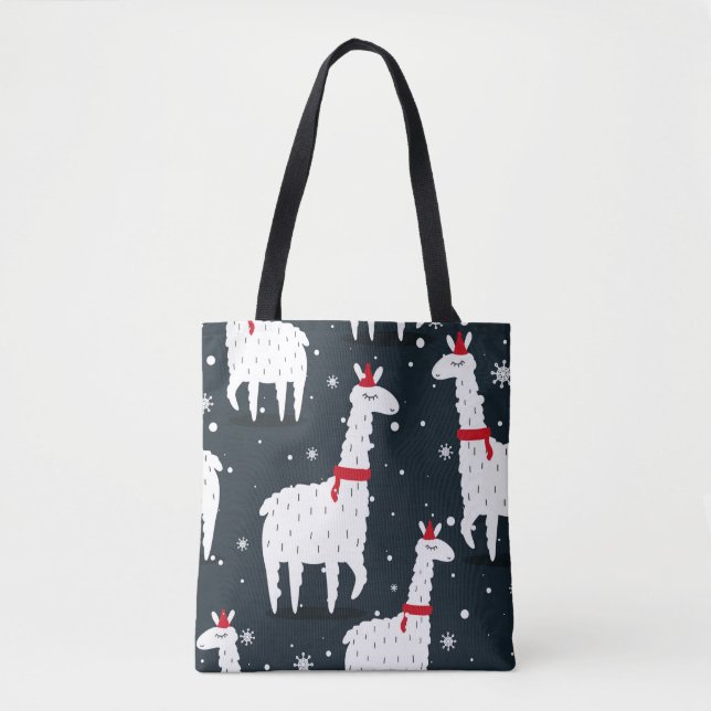 Lamas, hand drawn backdrop. Colourful seamless pat Tote Bag (Front)