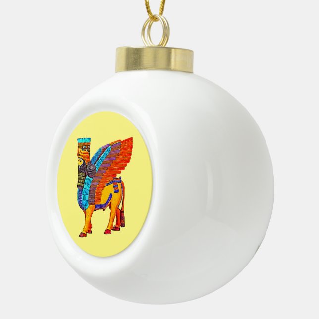 Lamassu Ceramic Ball Christmas Ornament (Right)