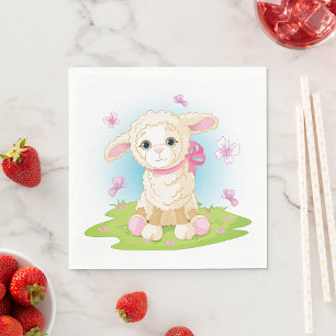 Lamb And Butterflies Napkin