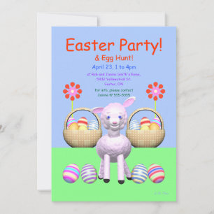 Lamb and Eggs Easter Party Invitation