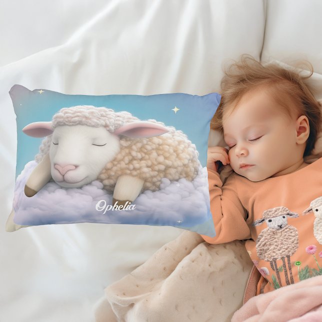 Lamb and Puppy Sleeping On Clouds Decorative Cushion (Creator Uploaded)