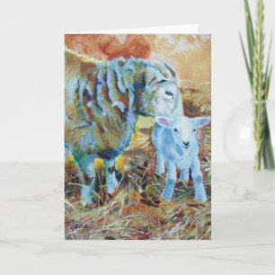 Lamb and sheep painting card