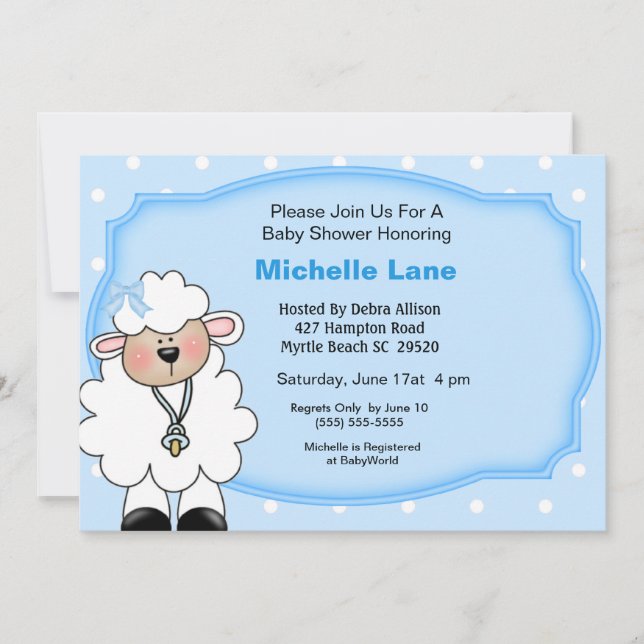 Lamb   Baby Boy Shower Invitations (Front)