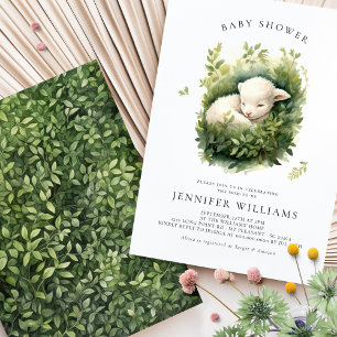 Lamb Baby Shower Gender Neutral Invitations 
