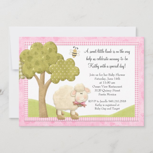 Lamb Baby Shower Invitation (Front)