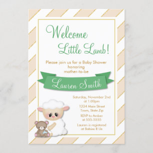 Lamb Baby Shower Invitation Neutral Baby Lamb