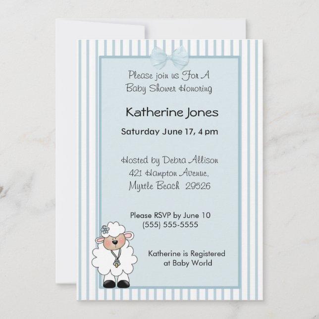 Lamb Baby Shower Invitations (Front)