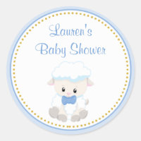 Lamb Boy Baby Shower Favour Stickers