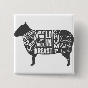 Lamb Butcher Chart 15 Cm Square Badge