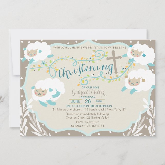 Lamb christening Invitation (Front)
