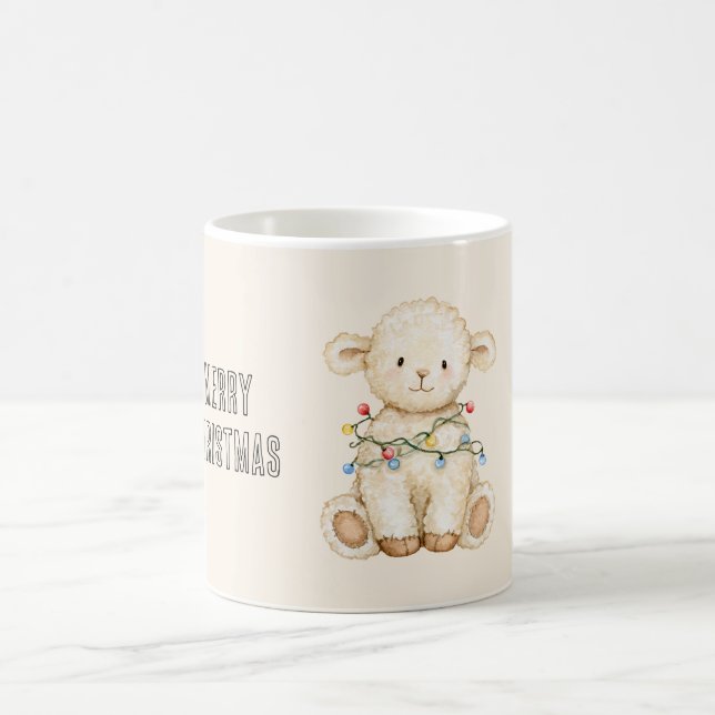 Lamb Christmas Tree Lights Coffee Mug (Center)