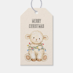 Lamb Christmas Tree Lights Gift Tags