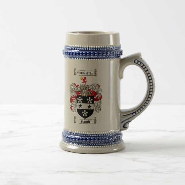 Lamb Coat of Arms Stein / Lamb Family Crest Stein (Right)