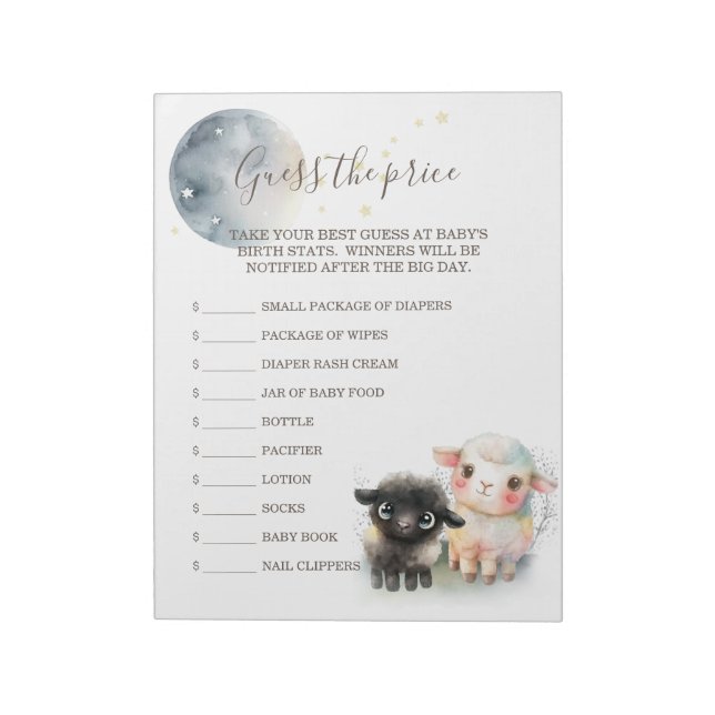 Lamb Gender Neutral Baby Shower Notepad (Rotated)