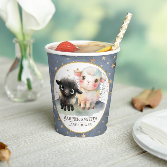 Lamb Gender Neutral Baby Shower Paper Cups (Insitu)