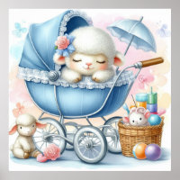 Lamb in a Baby Carriage Boy